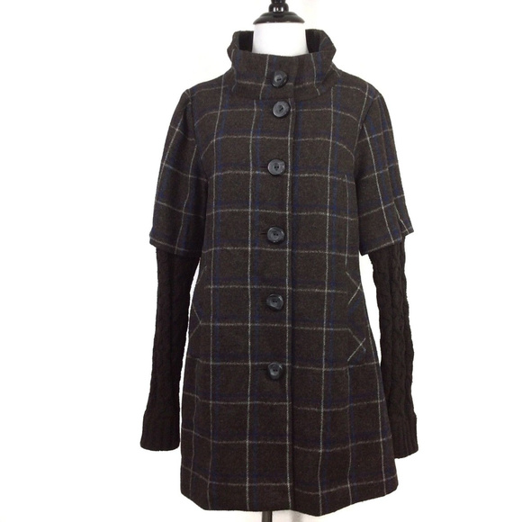 Anthropologie Jackets & Blazers - Idra Anthropologie Wool Blend Windowpane Coat 6